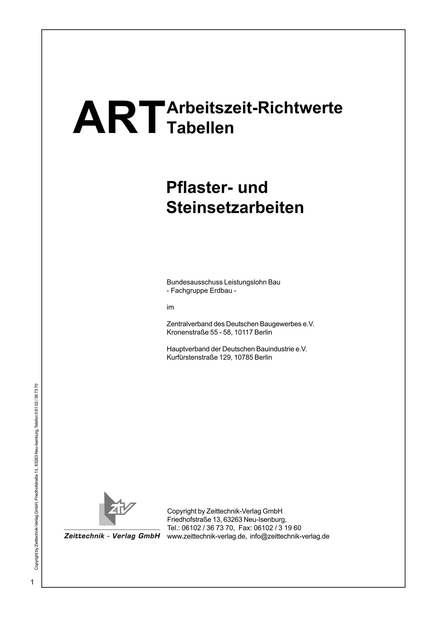 ARH-Tabelle Tiefbau Pflaster- und Steinsetzarbeiten (Download)