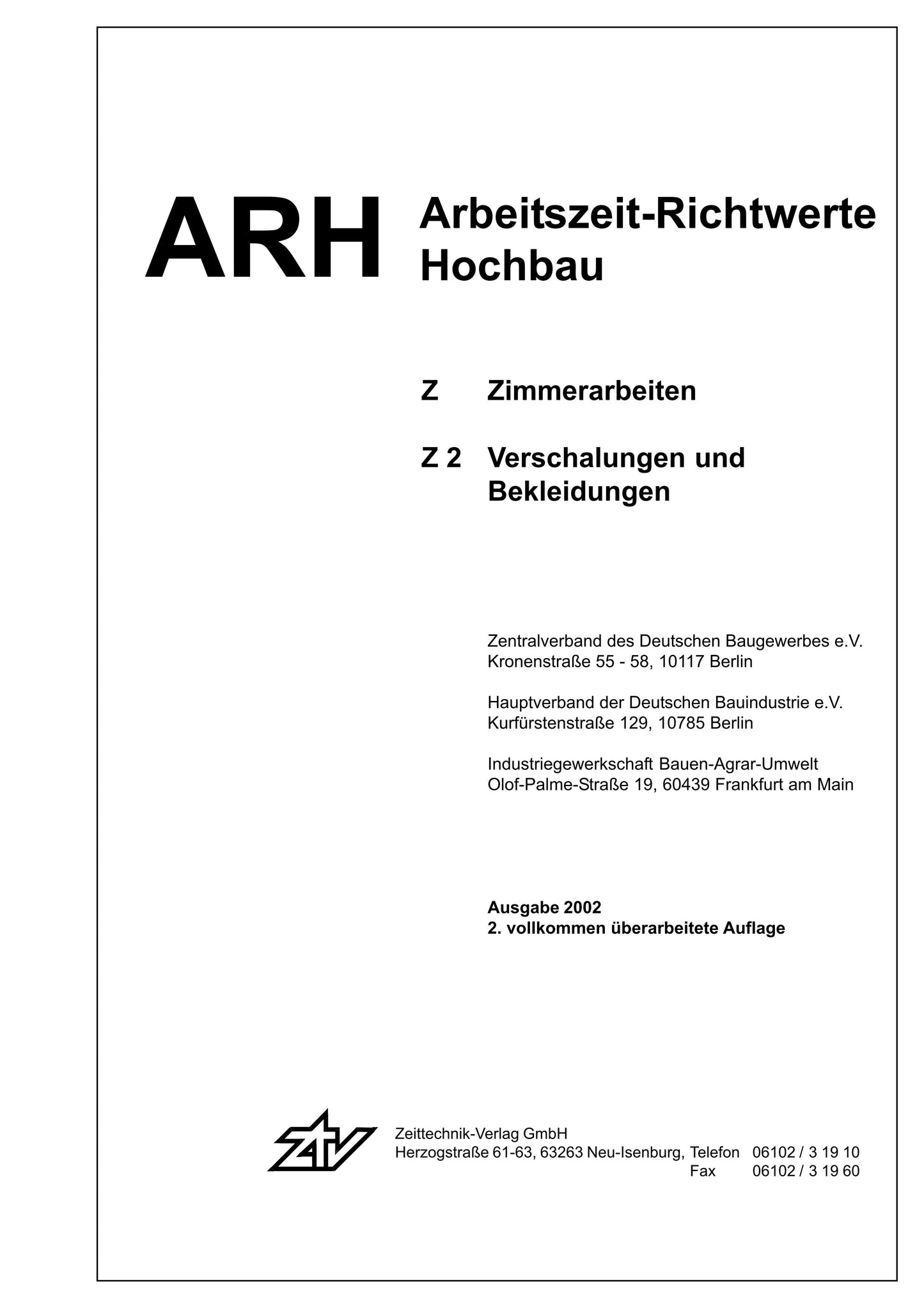ARH-Tabelle Holzbau - Teil 2: Verschalungen und Bekleidungen