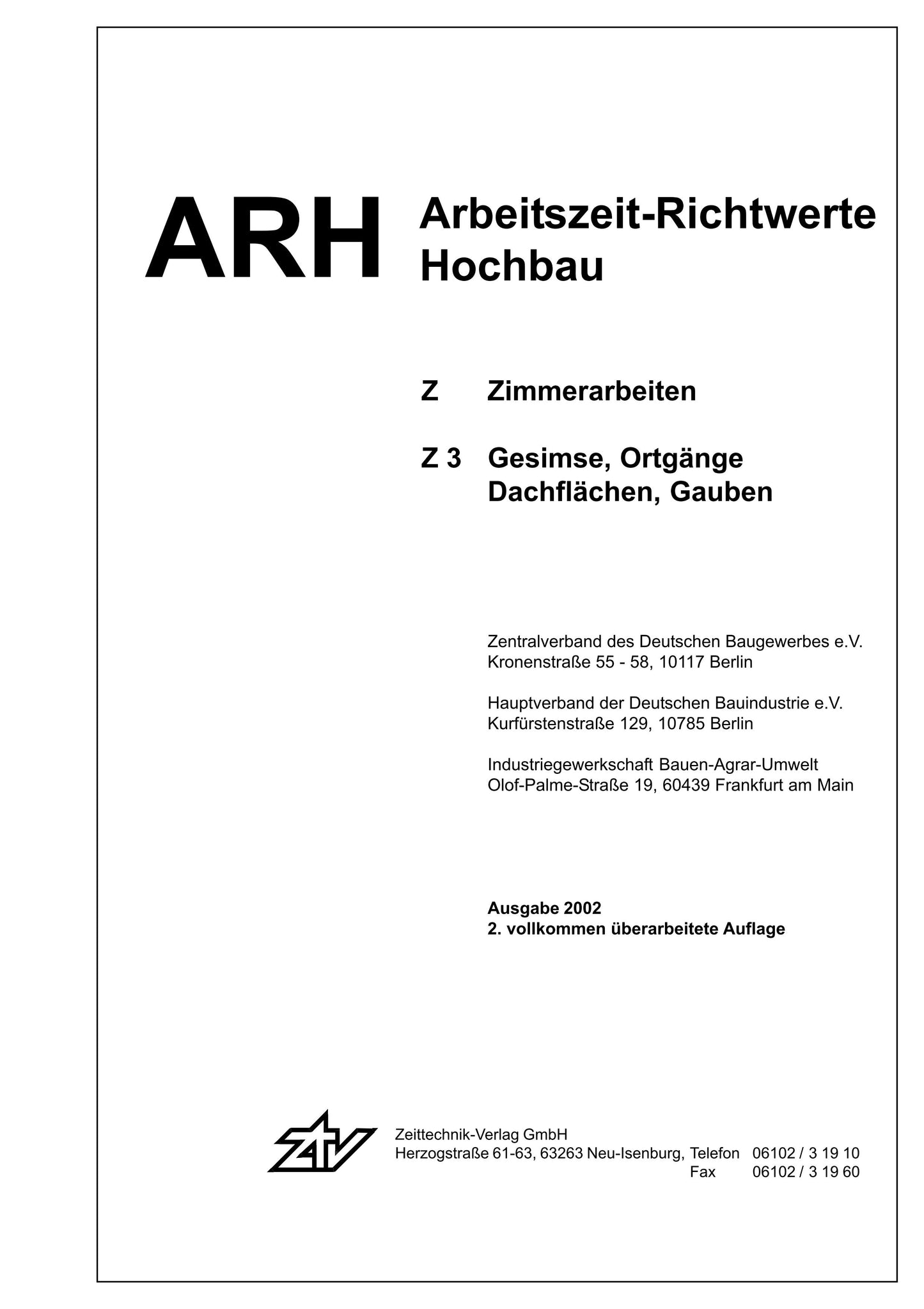 ARH-Tabelle Holzbau - Teil 3: Gesimse, Ortgänge, Gauben