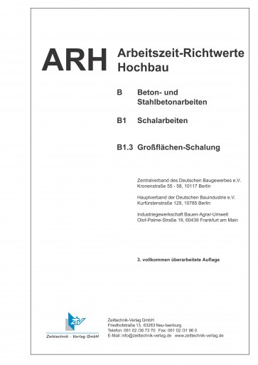 ARH-Tabelle Schalarbeiten,  Großflächen Schalung (Download)