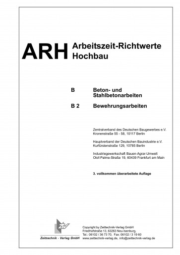 ARH-Tabelle Bewehrungsarbeiten (Download)