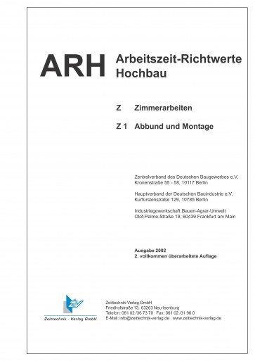 ARH-Tabelle Holzbau - Teil 1: Abbund und Montage (Download)