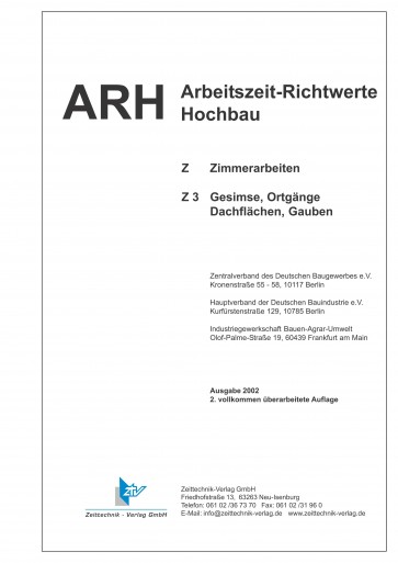 ARH-Tabelle Holzbau - Teil 3: Gesimse, Ortgänge, Gauben (Download)